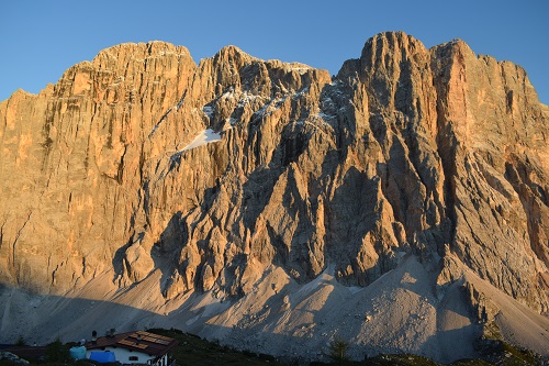 A spectacular sunset on the Alta Via 1 above Rifugio Tissi