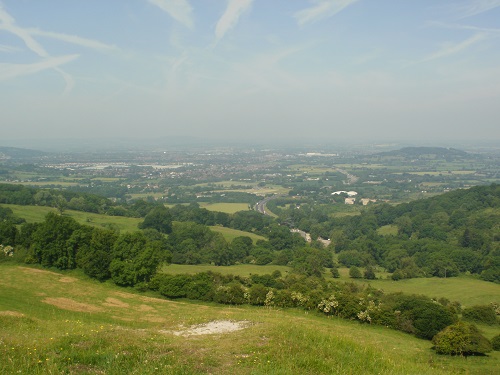 Looking down at the busy A417 road towards Gloucester