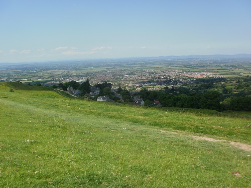 Looking down at Bishops Cleeve on Cleeve Hill