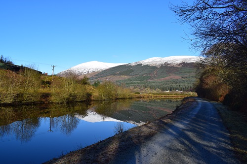 Looking along the canal and the reflections