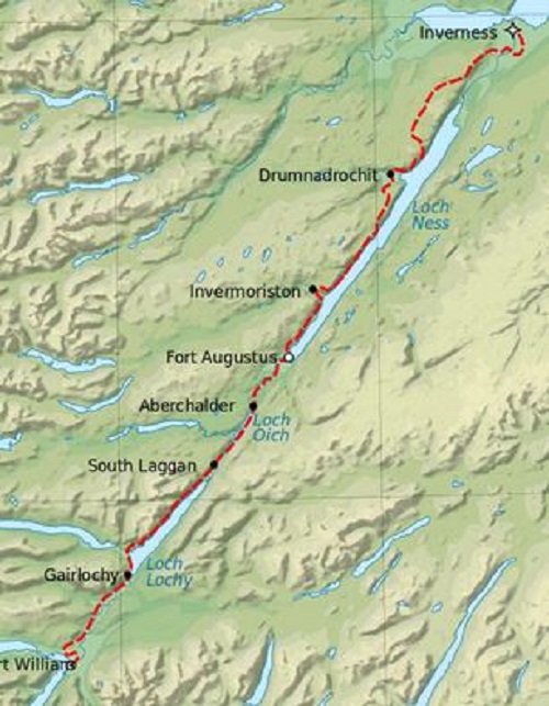 The Great Glen Way route between Fort William and Inverness