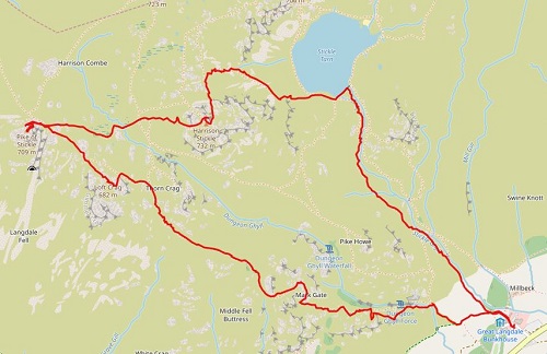 Todays route from New Dungeon Ghyll