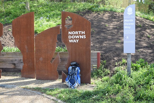 The sculpture in Farnham at the start of the North Downs Way