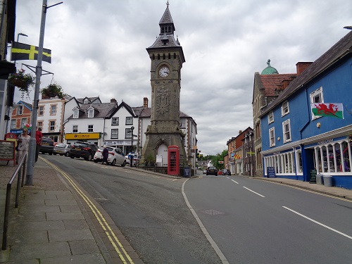 The clock tower in the centre of Knighton