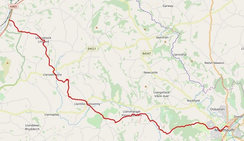 The route between Monmouth and Pandy on Day 2