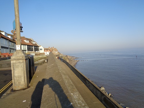 Leaving Sheringham, the beach covered by the high tide