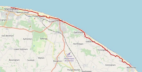 Day 6 - Sheringham to Mundesley route map