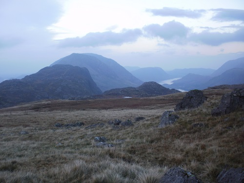 Looking at Haystacks and the High Stile range in the early morning light