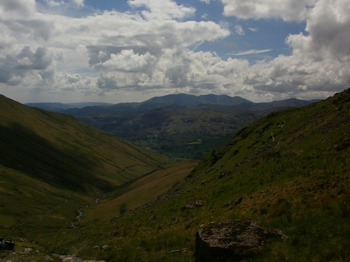 Grisedale Hause looking down to Grasmere