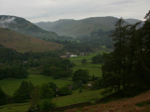 Looking down at Patterdale in the gloom