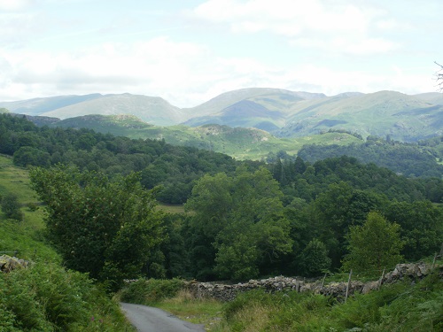 The view of the Langdales as I head down towards Skelwith Bridge