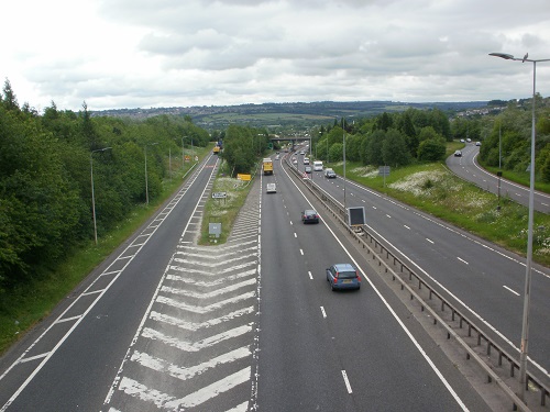 Crossing over the noisy A1 on the Hadrian's Wall Path