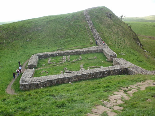 The ruins of Milecastle 39 along Hadrian's Wall