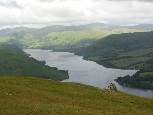 A cairn overlooking Ullswater on Arthurs Pike