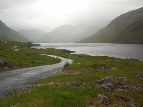 Looking over Wast Water towards a cloudy Lingmell
