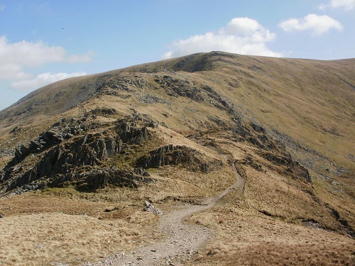 Looking back up to Harter Fell after descending it
