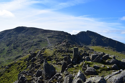 Looking at Scafell Pike from Lingmell summit