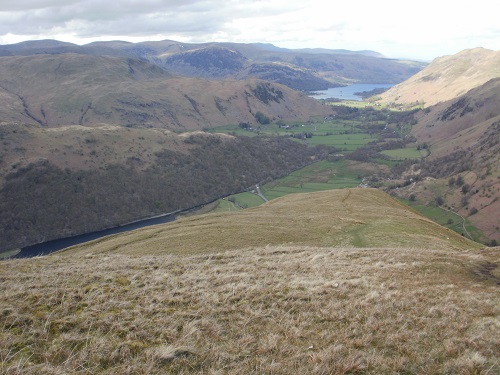 Looking down towards Hartsop descending Hartsop Dodd