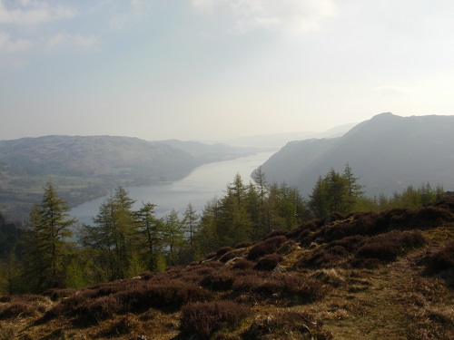 Ullswater in the haze, from Glenridding Dodd