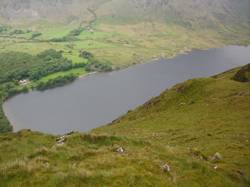 Looking down at Wasdale youth hostel and Wast Water