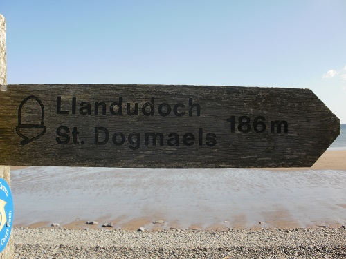 A waymarker at Amroth at the start of the Pembrokeshire Coast Path