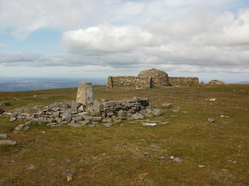 Cross Fell summit and trig point on a clear sunny day