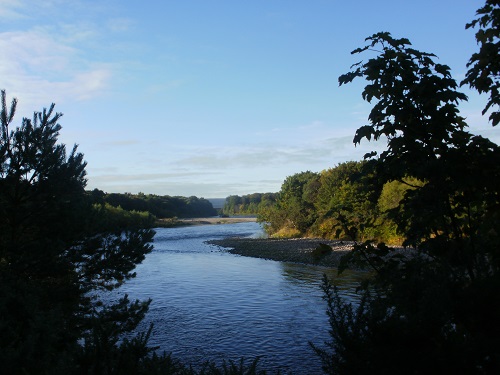 Looking along the River Spey near Fochabers on a sunny morning