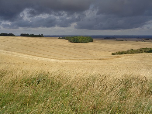 Ploughed fields and angry skies along The Ridgeway