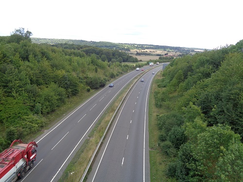 Crossing high above the A41 road near Tring Station