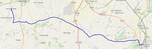 My route between Letcombe Regis and Streatley/Goring