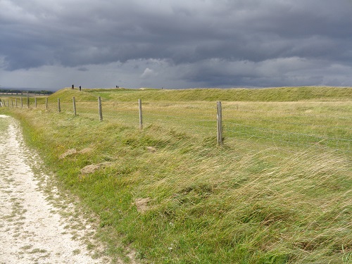 The top of Uffington Castle with rain clouds heading my way