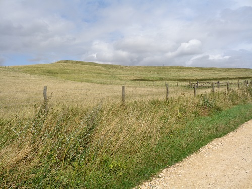 Heading uphill towards the Uffington Castle hill fort