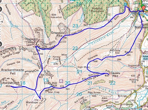 The Coledale Horseshoe route from Braithwaite