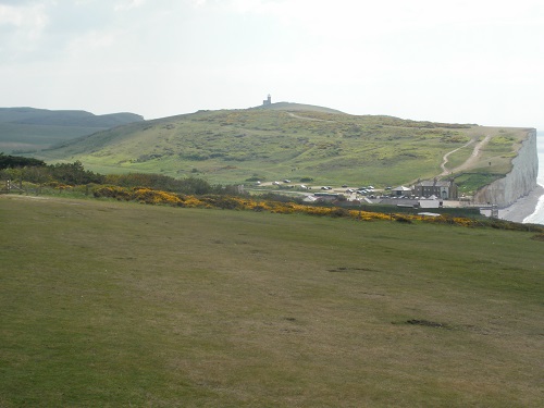 Looking over Birling Gap towards Belle Tout lighthouse along the coast towards Eastbourne