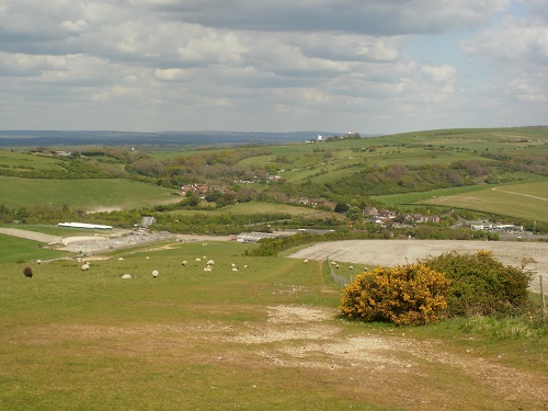 Looking down the path towards Pycombe and Clayton Windmills