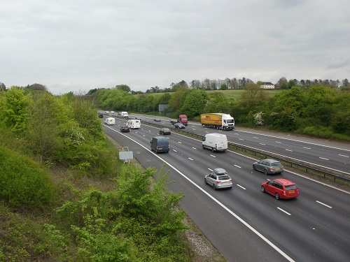 The busy M3 Motorway near Winchester, the reason for all the noise
