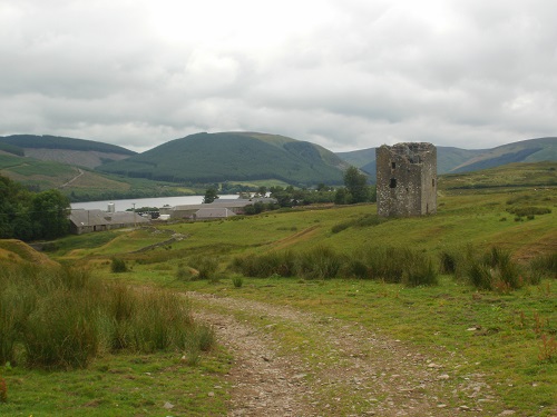 The ruins of Dryhope Tower, St. Mary's Loch behind