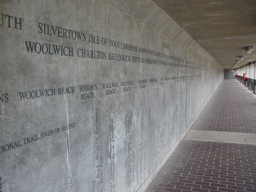 The mural at the start of the Thames Path at the flood barriers