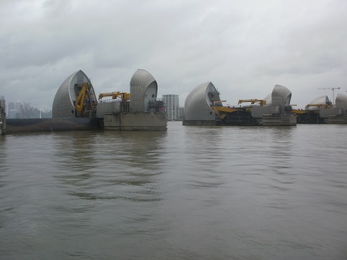 The Thames Flood Barriers at the start of the Thames Path