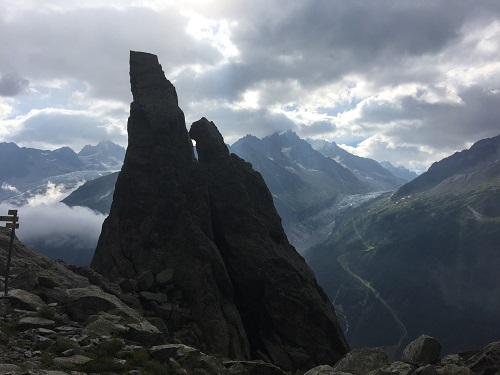 Looking back at the Aiguillette D'Argentiere from the ladders