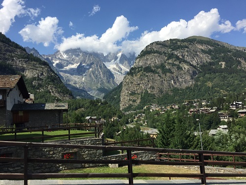 The view of part of the Mont Blanc massif from Courmayeur