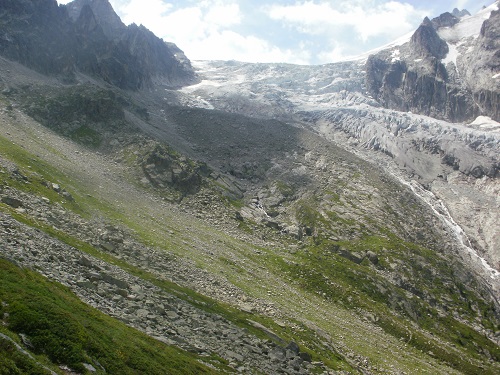 The impressive Glacier du Trient just after the summit of the Fenetre D'Arpette