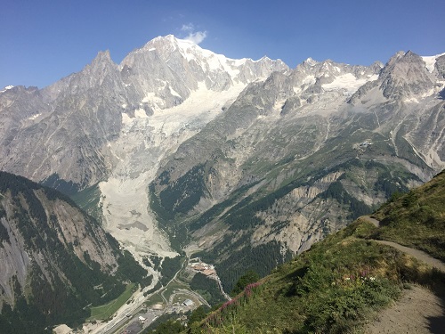 Mont Blanc, with the entrance to the Mont Blanc tunnel down below it