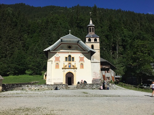 The exterior of the Notre Dame de la Gorge Chapel