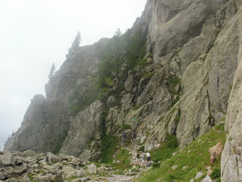 Just reaching the start of the ladder section below Tete Au Vents