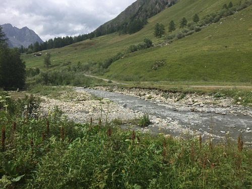 Looking along the river, valley and TMB towards Ferret