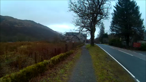 Leaving the Drovers Inn on a wet and murky morning