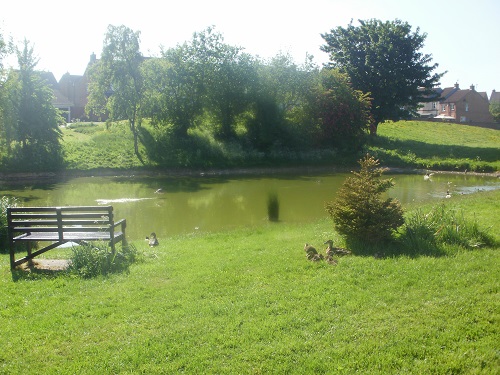 Having a break beside the duck pond in Fridaythorpe