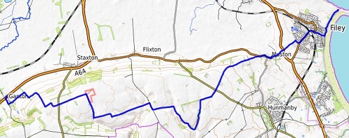 The route between Ganton and Filey Brigg