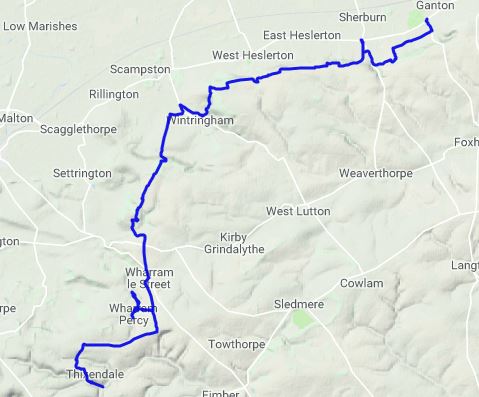 The route between Thixendale and Ganton via Wharram Percy